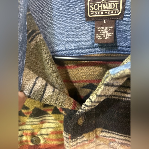 C.E. Schmidt Men's Workwear Shirt Chore Jacket Aztec Southwest Print Size L EUC - Picture 8 of 10